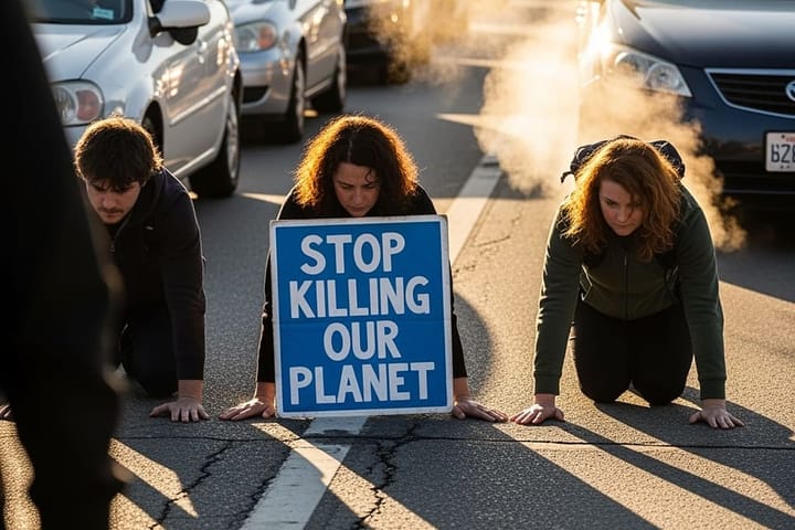 Climate protesters glue hands to busy road during peak hours